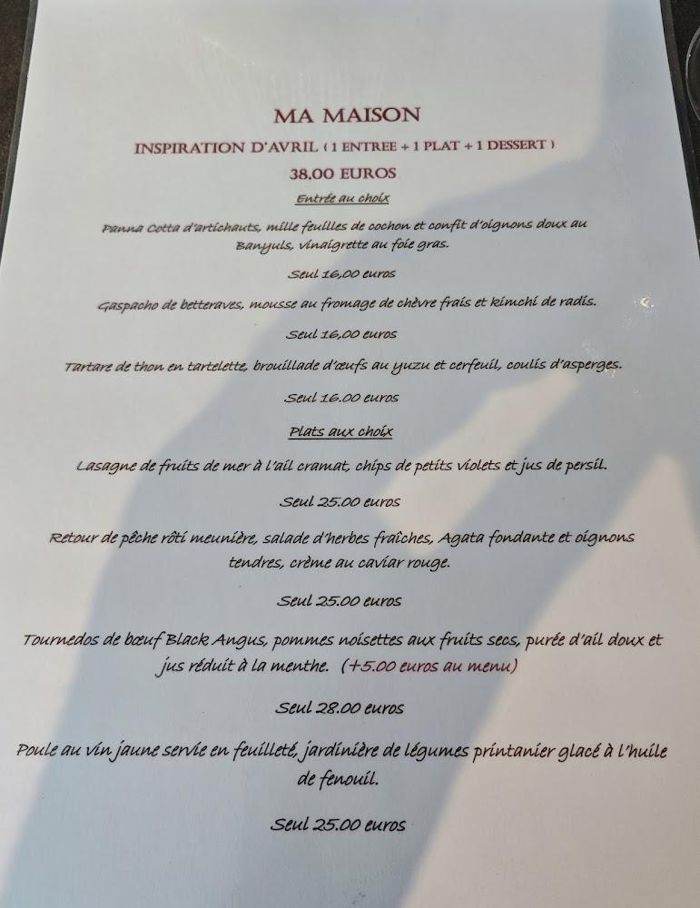 Restaurant Ma Maison - Menu Image 1